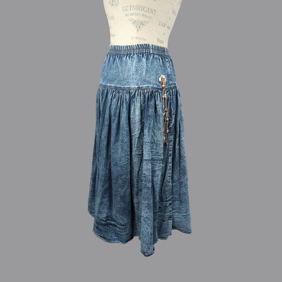 Vintage J. West Denim Maxi Skirt X Small Native Western - Picture 1 of 11